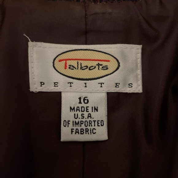 Talbots 100% Wool Purple Plaid 2 Pocket 3 Button Closure Lined Blazer Size 16 P - Picture 4 of 10